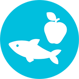 Icon: Fisch und Apfel